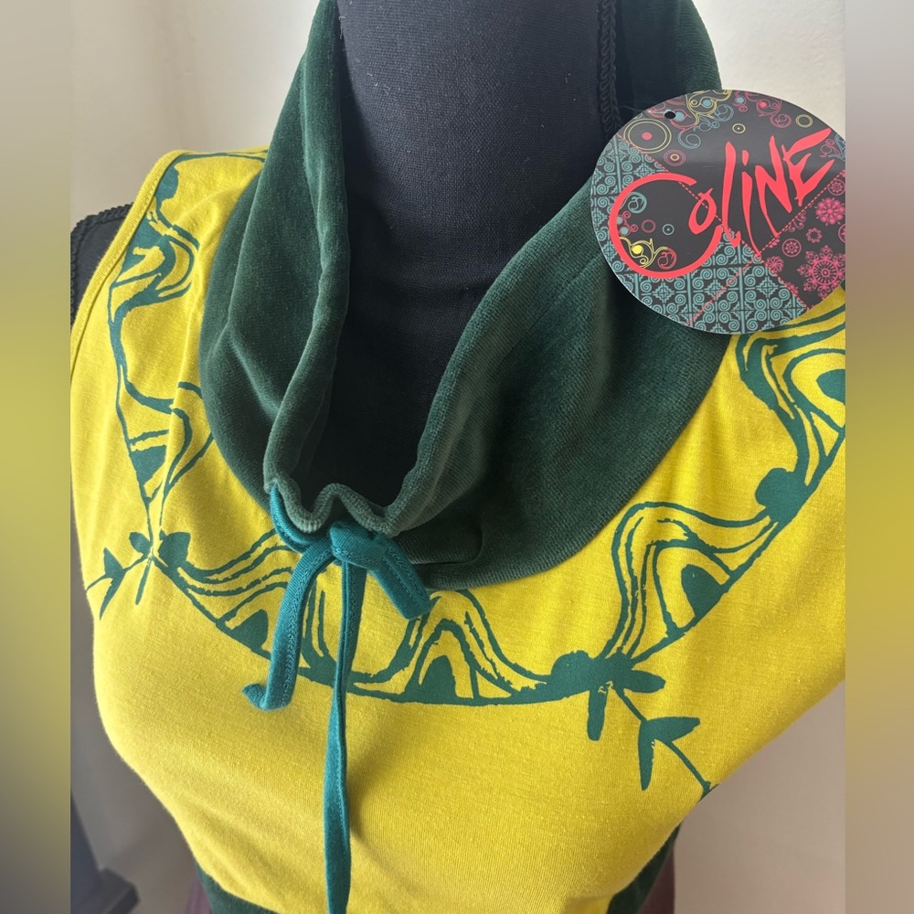 Coline Brand Colorful Sleeveless Cowl Neck Dress- Tunica Choco Color Size L  NWT - Picture 3 of 6